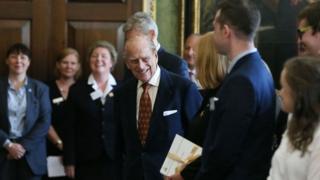 The Duke of Edinburgh hosts the Duke of Edinburgh's Award gold award presentations at Hillsborough Castle, Co Down, 25 May 2017