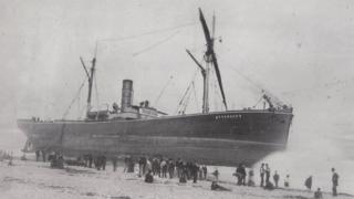 SS Ottercaps beached close to Sunderland's South Pier