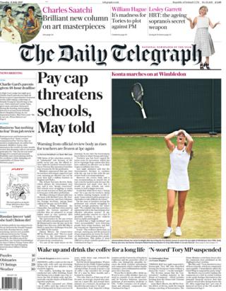 Daily Telegraph front page