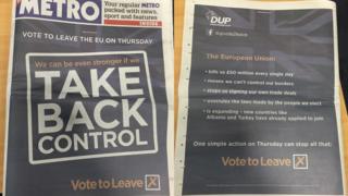 The DUP's pro-Brexit advertisement in the Metro