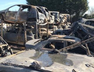 Burnt out cars