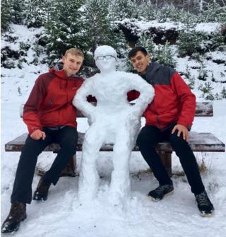 Magnus, Findlay and Kyle make the most of the snow at Ryovan Pass in the Cairngorms