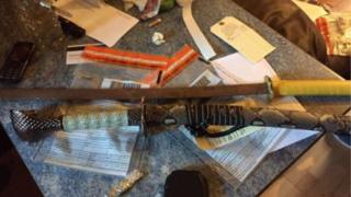 One of the swords seized