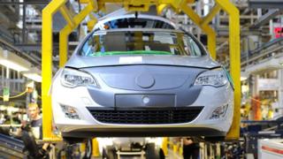 Production line at Vauxhall car factory