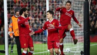 'Yan Liverpool na murnar cin kwallo
