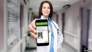 Woman doctor hold smartphone