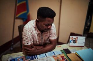 Coach Carlos Kabongo in his office underneath the Stade