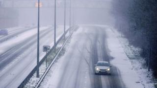 People heed the advice not to travel as the A48 Eastern Avenue shows minimal traffic as Storm Emma arrives on March 1, 2018 in Cardiff, United Kingdom.