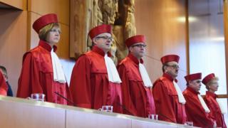 Judges at Germany's constitutional court in Karlsruhe (16 February 2016)
