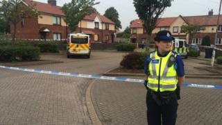 Police at the murder scene