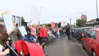 Protesters campaigning about children's centres closures in Medway