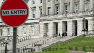 A 'No entry' sign outside Stormont's Parliament Buildings