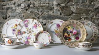 collection of porcelain plates made at Nantgarw Chinaworks