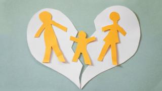 Paper cutouts showing family splitting up