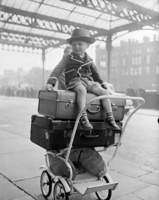 Paul Flannigan, 3, at St Enoch Station in 1957.