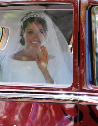 Meghan Markle arriving at her royal wedding ceremony