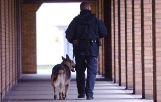 Prison dog and handler at Belmarsh Prison