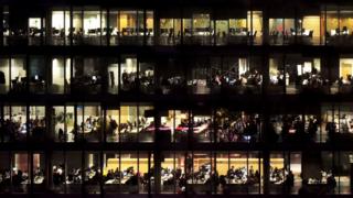 Office workers at night