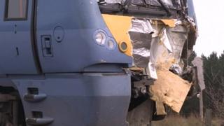 The damaged train