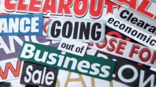 montage of signs saying, Going Out Of Business, Sale, Clearout