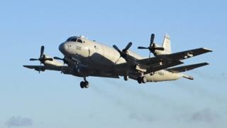 一架美国海军P-3猎户座侦察机从夏威夷海军陆战队基地起飞(3/3/2017)
