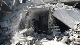 Rubble after attack in Syria