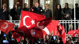 A view of the Turkish consulate after Foreign Minister Mevlut Cavusoglu spoke to supporters of the upcoming referendum in Turkey on 7 March 2017 in Hamburg, Germany