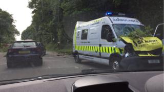 A damaged St John Ambulance