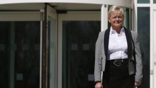 Denise Aubrey pictured outside the employment tribunal