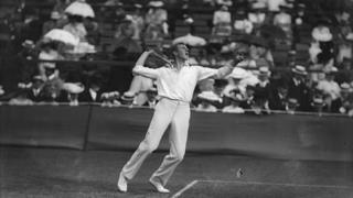 Anthony Wilding in action at Wimbledon.