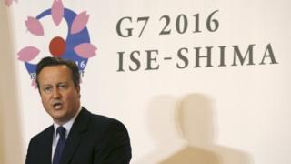 David Cameron at a press conference in Japan