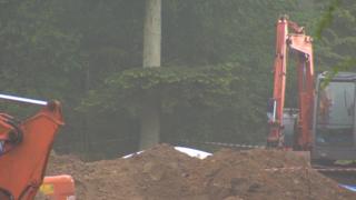 A forensic tent has been placed at the site where human remains were found in Foret Domaniale on Saturday