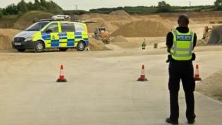 Policemen at a quarry