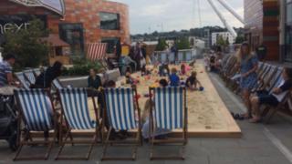 Urban beach in Newport