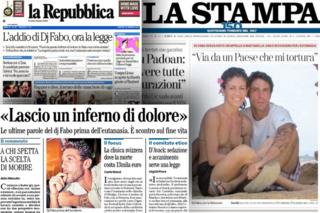 Los diarios italianos reflejaron la muerte de DJ Fabo