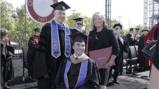 Judy O'Connor (R) with Marty at Saturday's graduation