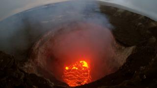 The summit lava lake reportedly dropped in levels after the eruption of Hawaii's Kilauea volcano on 6 May 2018 near Pahoa, Hawaii