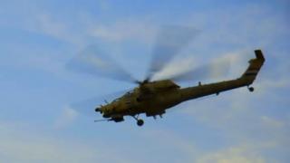 Un helicóptero del ejército de Irak usado en Mosul.