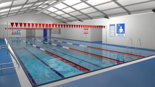 CGI of temporary swimming pool