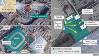 Mapa del ataque de Manchester