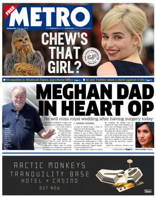 Metro Wednesday front page