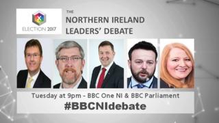 A graphic showing the politicians taking part in the BBC NI Leaders' Debate
