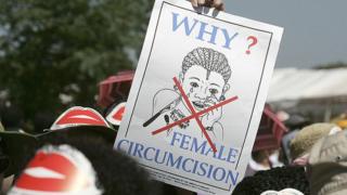 Sign saying why female circumcision