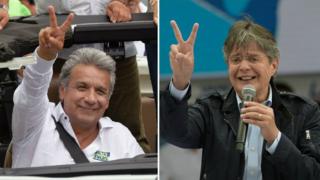 Los dos candidatos a la presidencia de Ecuador que se enfrentarán en la segunda vuelta: el oficialista Lenín Moreno y el empresario opositor Guillermo Lasso.