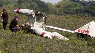 Wreckage of microlight