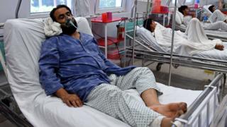 A survivor of the bombing recovers in the MSF hospital