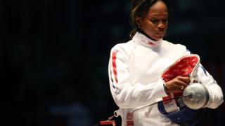 Laura Flessel during the 2006 Fencing World Championships in Turin, Italy