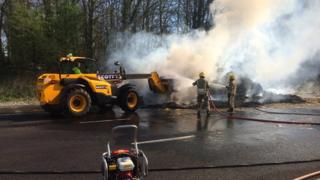 Crews tackle lorry fire