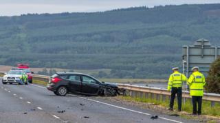 Crash scene on A9 at Dornoch Bridge