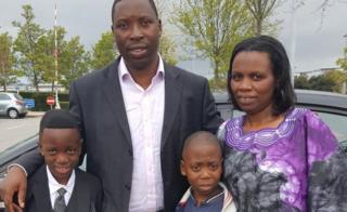 Leeds youth worker, Violette Uwamahoro with her husband and two children